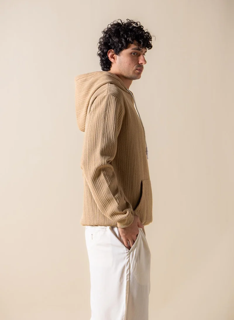Shapes Dark Beige TEXTURED COMFORT HOODIE for Men | Best Price UAE