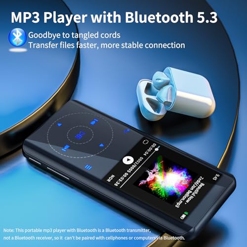 RUIZU مشغل MP3 RUIZU سعة 64 جيجابايت مع بلوتوث 5.3، مكبر صوت، شاشة 2.4 بوصة، مشغل موسيقى محمول للرياضة والجري، راديو FM، مسجل صوت، تشغيل فيديو وصوت رقمي عشوائي، يدعم بطاقة micro SD سعة 128 جيجابايت - Image 2