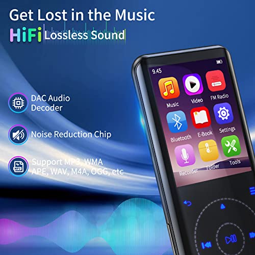 RUIZU مشغل MP3 RUIZU سعة 64 جيجابايت مع بلوتوث 5.3، مكبر صوت، شاشة 2.4 بوصة، مشغل موسيقى محمول للرياضة والجري، راديو FM، مسجل صوت، تشغيل فيديو وصوت رقمي عشوائي، يدعم بطاقة micro SD سعة 128 جيجابايت - Image 3