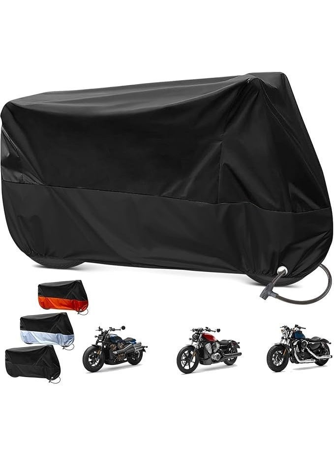 Waterproof Black Motorcycle Cover, One Layer Motorcycle Cover Oxford 190T, Protection Against Dust, UV, Debris, Rain, for Motorcycles - Image 1