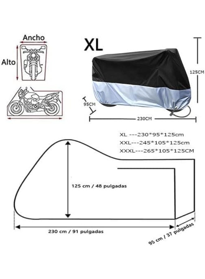 Waterproof Black Motorcycle Cover, One Layer Motorcycle Cover Oxford 190T, Protection Against Dust, UV, Debris, Rain, for Motorcycles - Image 4