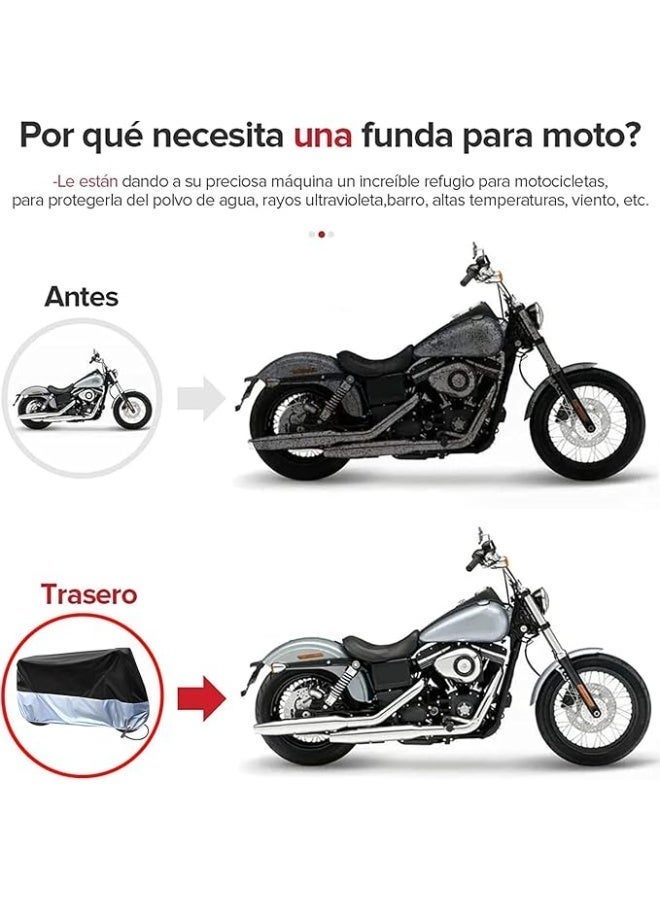 Waterproof Black Motorcycle Cover, One Layer Motorcycle Cover Oxford 190T, Protection Against Dust, UV, Debris, Rain, for Motorcycles - Image 5