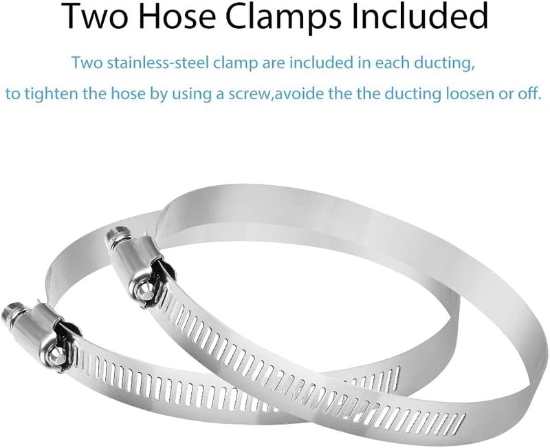 YIJUHOU 4 Inch 5 Feet Air Ducting, Flexible Aluminum Dryer Vent Hose for HVAC Ventilation, Fan Filter and Grow Tent, 2 Clamps Include (White) - Image 4