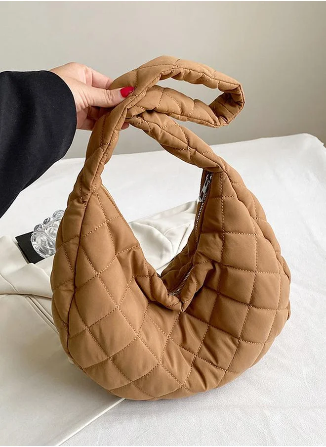 Styli Quilted Design Shoulder Bag with Zip Closure