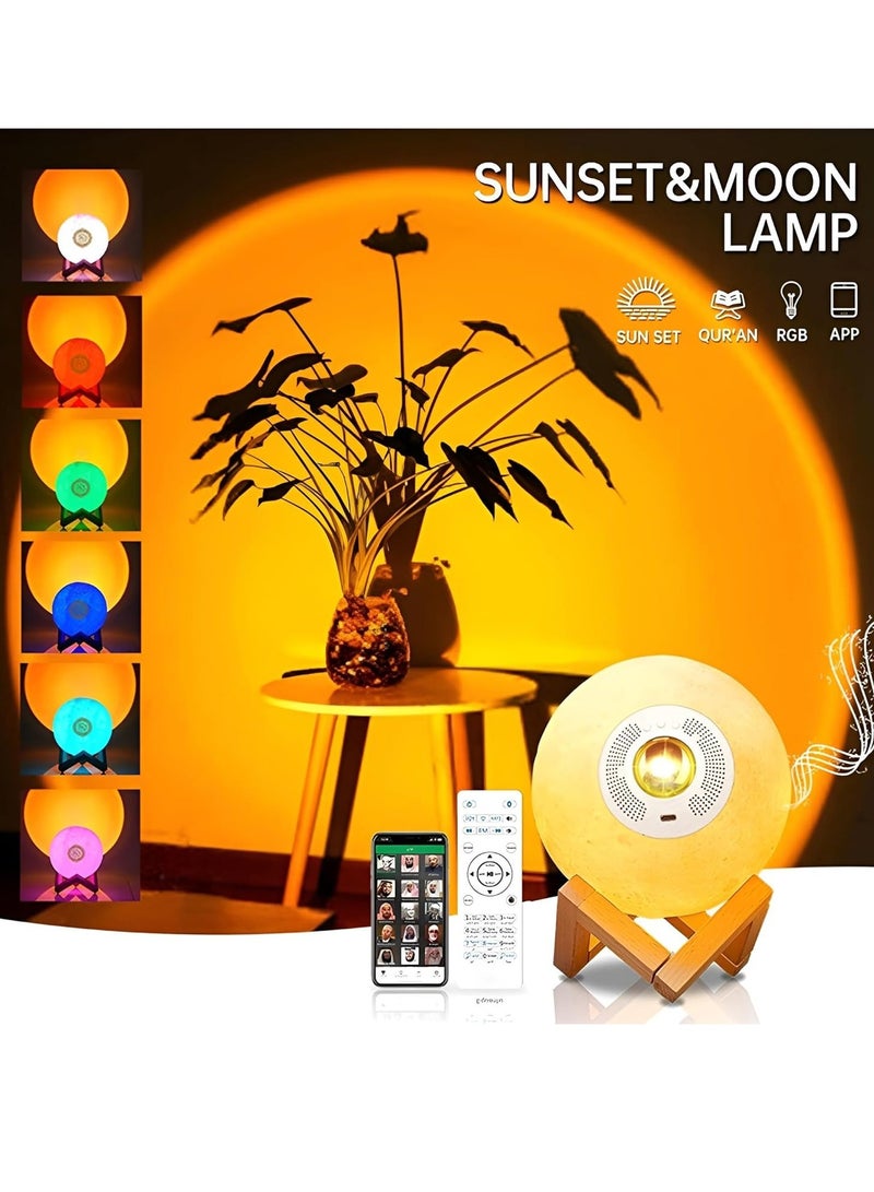 "Moon Lamp Quran Speaker – 3D Star Moon Light Table Lamp with Remote Control, 7-Color LED Night Light Speaker, Portable Islamic Quran Recitation Stand" - Image 3