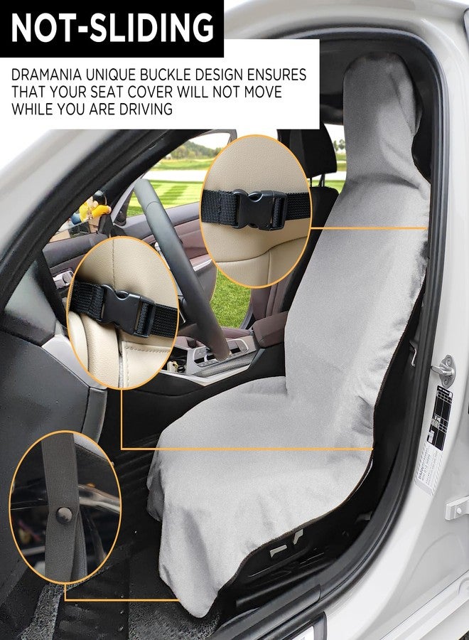 DREAMANIA Waterproof Seat Cover Towel, Premium Sweat Carseat Protector, Perfect for Universal Anti-Slip Car Truck SUV Seat, Great for Surfing Yoga Gym Workout, Gray - Image 2