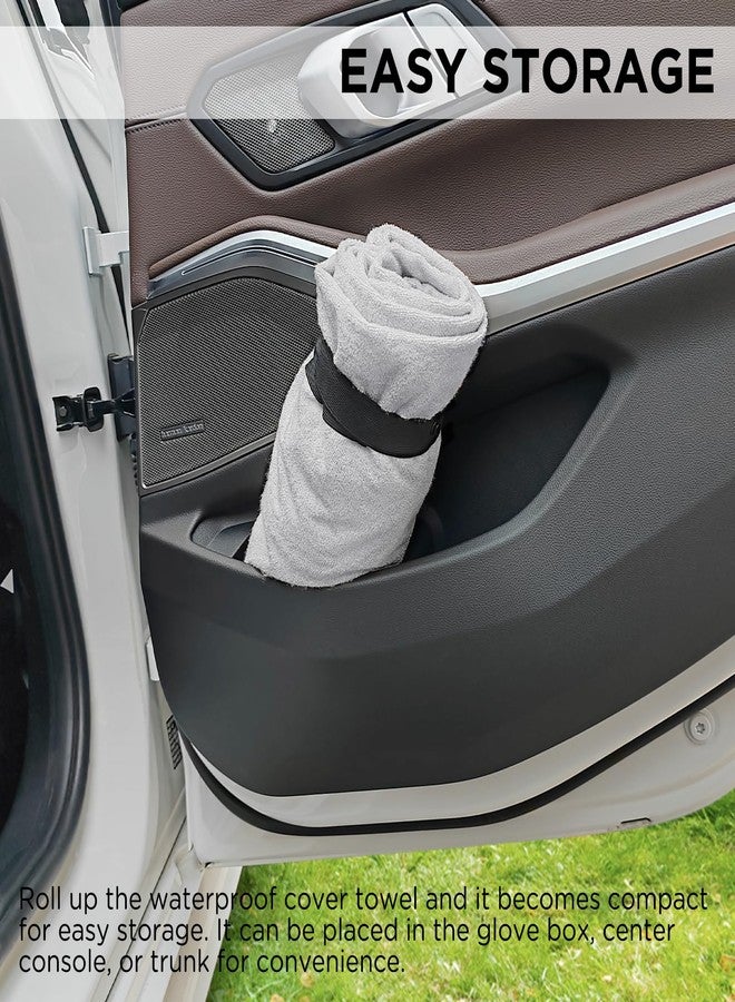 DREAMANIA Waterproof Seat Cover Towel, Premium Sweat Carseat Protector, Perfect for Universal Anti-Slip Car Truck SUV Seat, Great for Surfing Yoga Gym Workout, Gray - Image 5