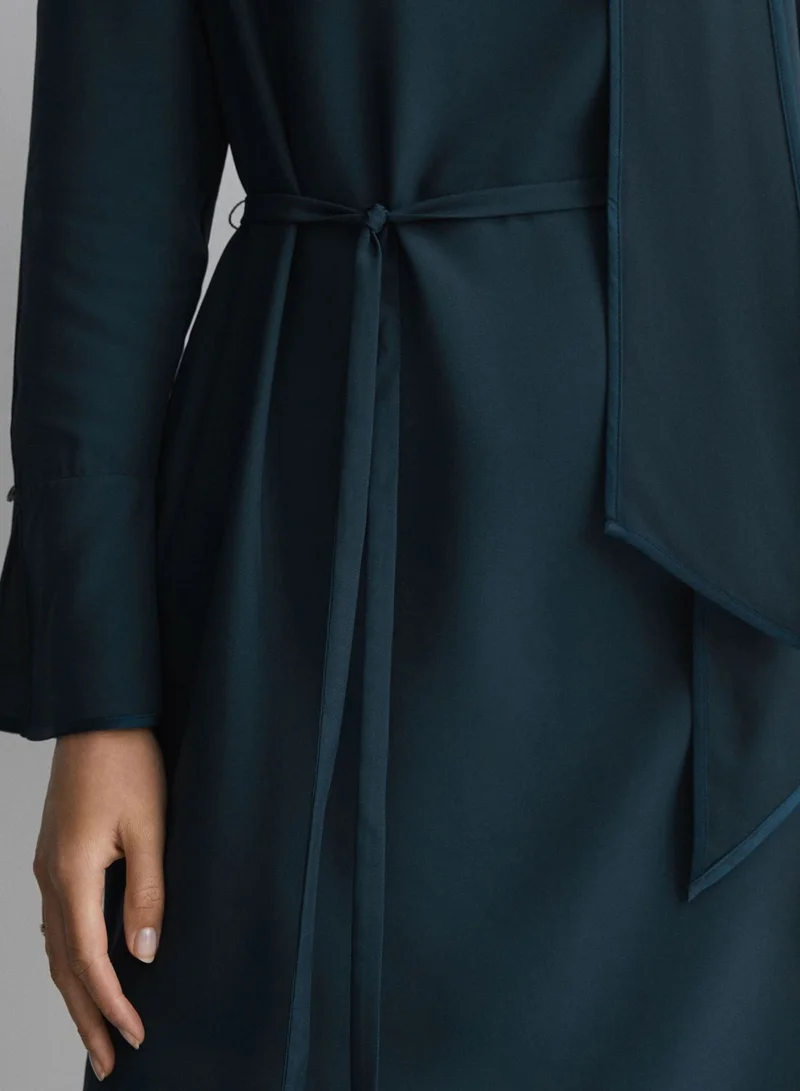 REISS Teal Tie-Neck Dress