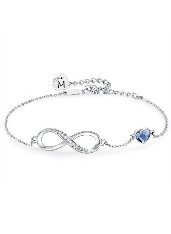 CDE Infinity Heart Initial Bracelets For Women Adjustable Dainty Letter Charm Alphabet Jewelry Birthday Christmas Day Gifts For Women Girlfriend Friend Her Mom Wife (Initial M) - Image 1