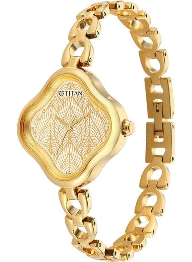TITAN Women's Analog Display Watch With Gold Metal Strap - 2701YM01
