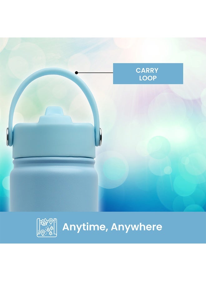 Bamboo Bark 1000 ML Insulated Water Bottle with Sipper Lid – Stainless Steel Double Wall Vacuum Flask for Hot & Cold Water Leak-Proof, Reusable Sports Thermos Bottle - (Powder Blue) - Image 3