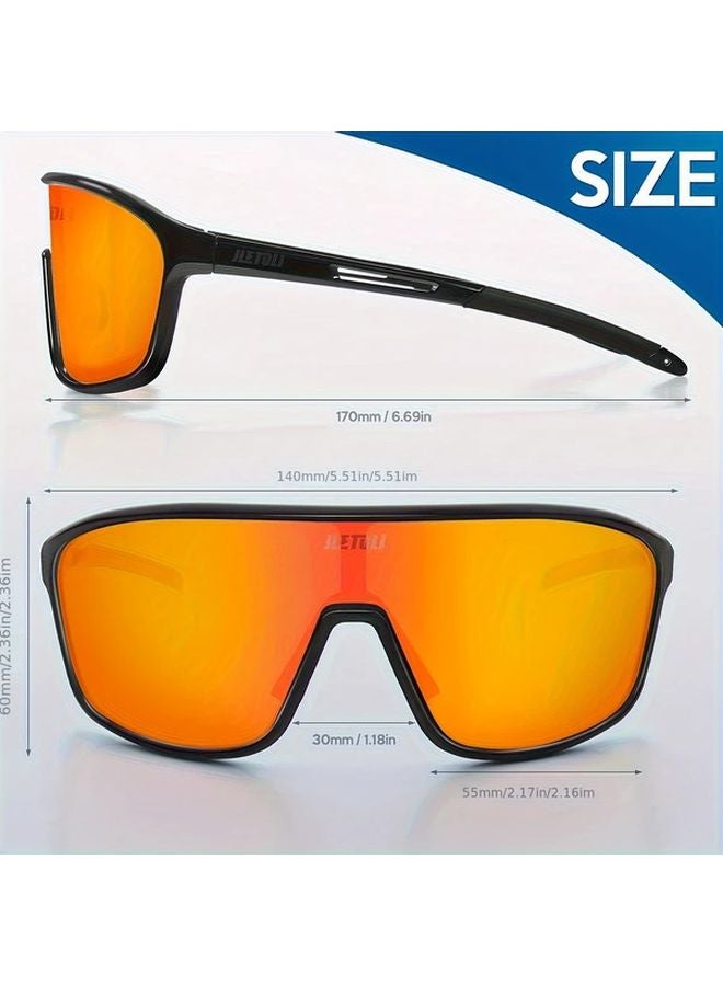 Photochromic Cycling Glasses Windproof Sports Eyewear Lightweight Frame Red Black - Image 3