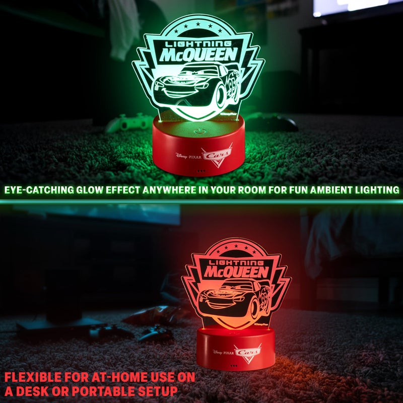 Get Trend Disney Cars Lightning McQueen LED Table Lamp, Desk Lamp, Remote Control Night Light 4 Light Modes, USB Battery Power, Gifts for Kids (Multi Cars) - Image 4
