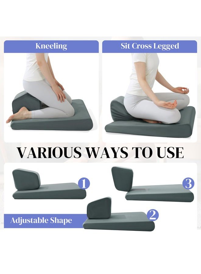HOMBYS Adjustable Meditation Cushion Set, Thickened Foam Yoga Pillow for Floor Sitting with Hip & Knee Support, Ergonomic Wedge Floor Cushion for Meditation & Mindfulness - Image 2