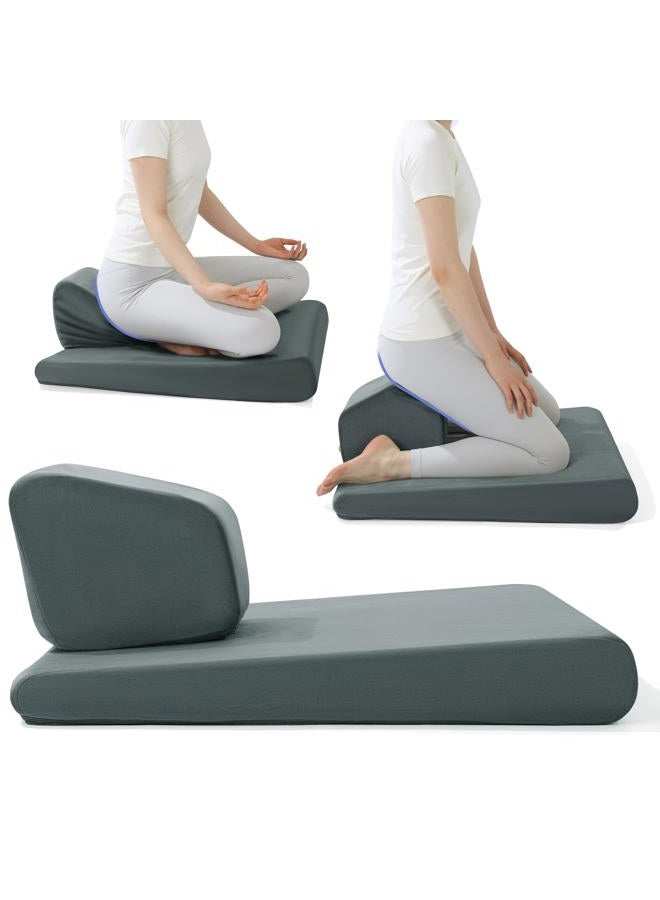 HOMBYS Adjustable Meditation Cushion Set, Thickened Foam Yoga Pillow for Floor Sitting with Hip & Knee Support, Ergonomic Wedge Floor Cushion for Meditation & Mindfulness - Image 1