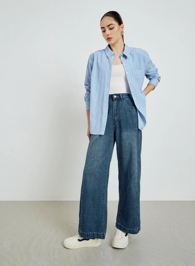 Styli Blue Striped Long Sleeve Shirt