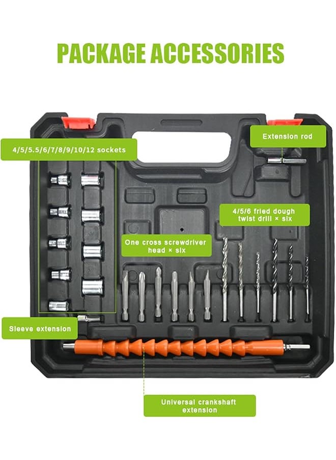 Drill Machine 21V Cordless Drill Set With 2 Batteries And Charger Rechargeable Handheld Electric Screwdriver Power Drill Drivers With 2 Speed 25 Torque Setting 34 Pcs Drill Bit And Storage Case