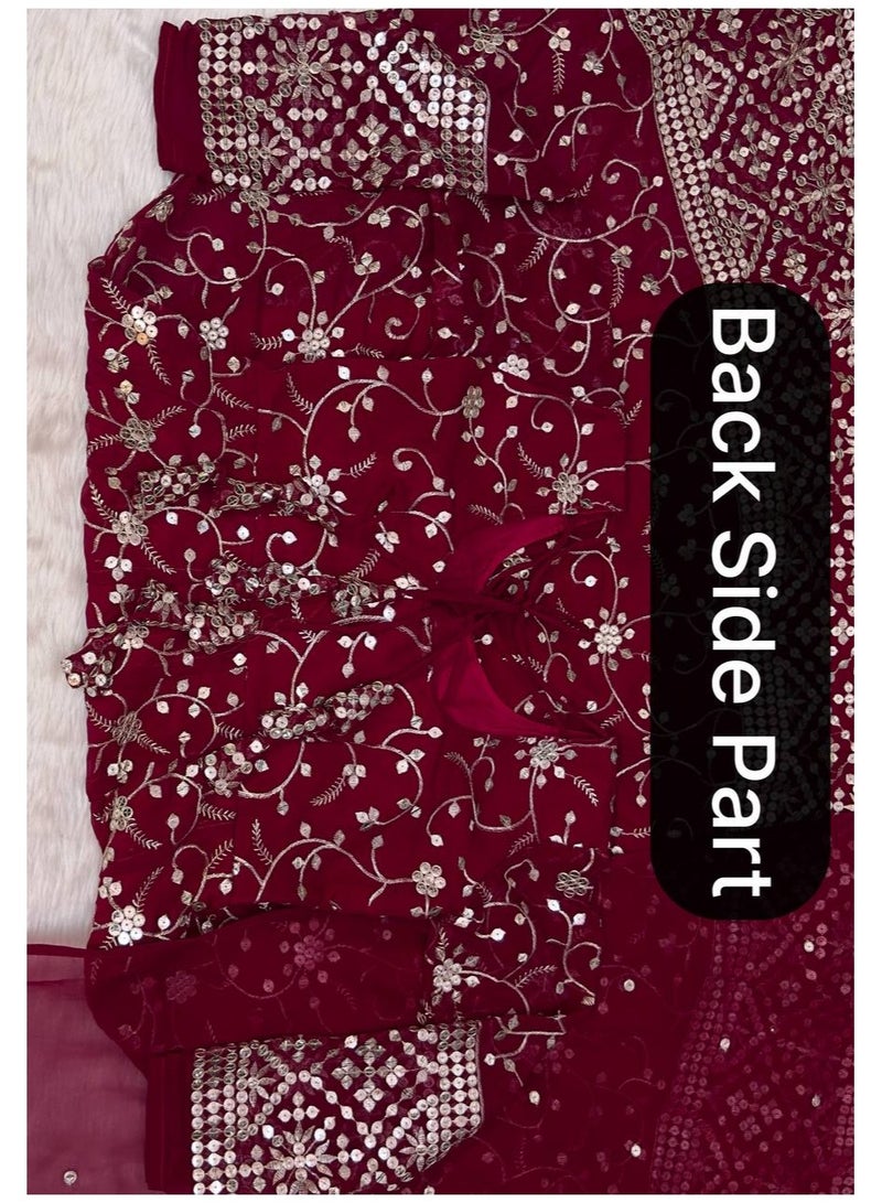 Super Asian Luxury Designer Faux Blooming Anarkali Suit with Heavy Sequin Embroidery and Dupatta - Image 5