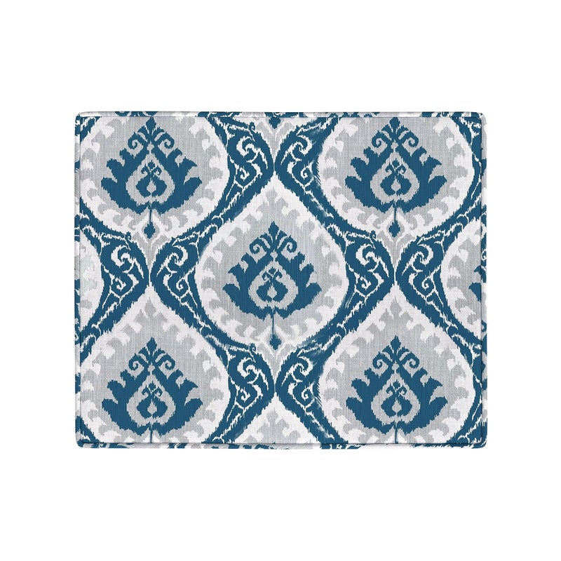 Homepop Home Decor |K7646-A877| Upholstered Modern Rectangular Storage Ottoman | Hinged Lid Ottoman with Storage for Living Room & Bedroom, Blue Ikat Medallion Print - Image 5