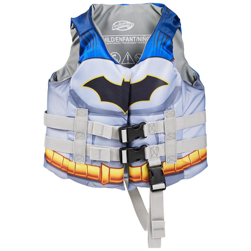 SwimWays DC Swim Trainer Life Jacket US Coast Guard Approved Life Vest Kids Swim Vest Pool Floats Life Jackets for Kids 3355 lbs Batman - Image 2