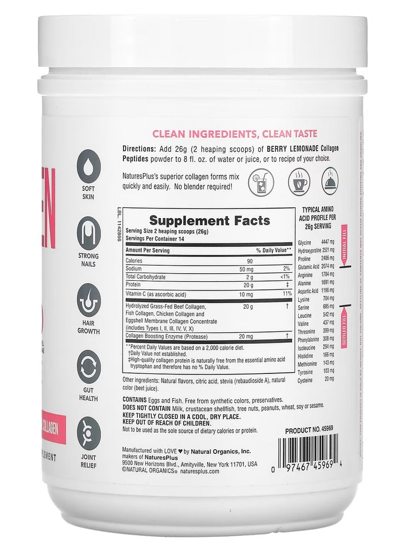 NaturesPlus Collagen Peptides  Berry Lemonade 0.8 lbs 364 g - Image 2