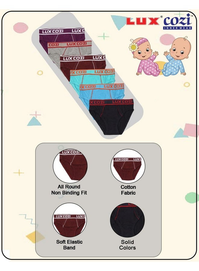 لوكس كوزي مجموعة من 6 سراويل داخلية قطنية للأولاد من Lux Cozi (LCB_008_Plain_Assorted_70CM) - 9-10 سنوات - Image 5