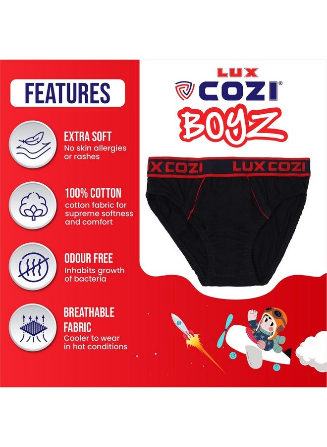 لوكس كوزي مجموعة من 6 سراويل داخلية قطنية للأولاد من Lux Cozi (LCB_008_Plain_Assorted_70CM) - 9-10 سنوات - Image 3