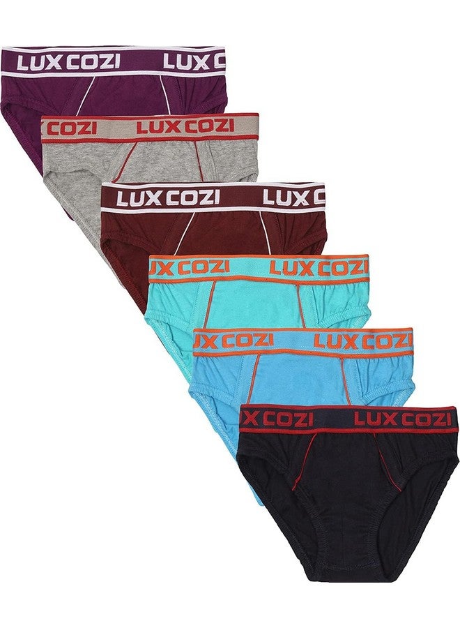 لوكس كوزي مجموعة من 6 سراويل داخلية قطنية للأولاد من Lux Cozi (LCB_008_Plain_Assorted_70CM) - 9-10 سنوات - Image 1