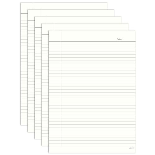 Lakeer A4 Single Side Ruled Paper - 140 GSM Thick Paper, Pack of 50 Sheets | Ideal for Projects, Assignments, Practicals, and Homework (Ivory) - Image 1