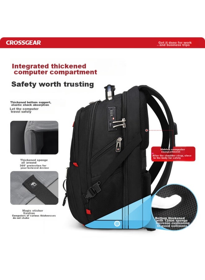 CROSS+GEAR Crossgear Swiss Army Knife Backpack For Men, 17.3-inch Laptop Bag, Large Capacity, For Business Trips, Travel, And Outdoor Activities - Image 3