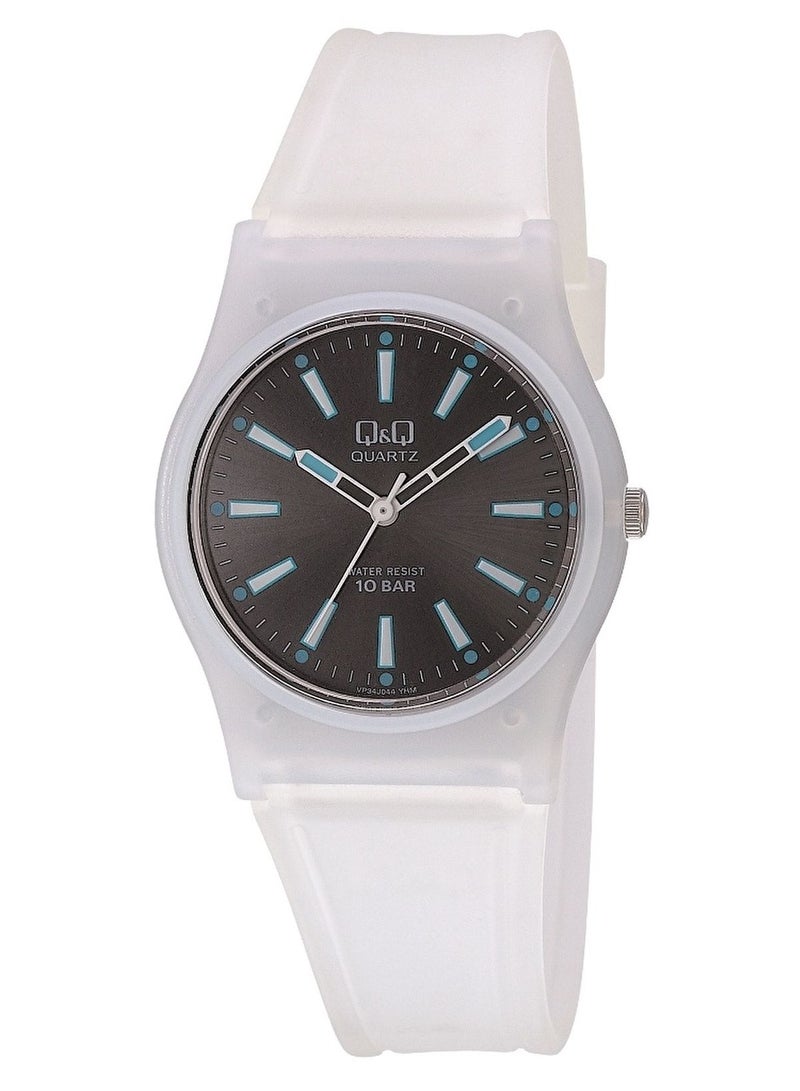 Q&Q Watch for Women, Quartz Movement, Analog Display, White Resin Strap-VP34J044Y