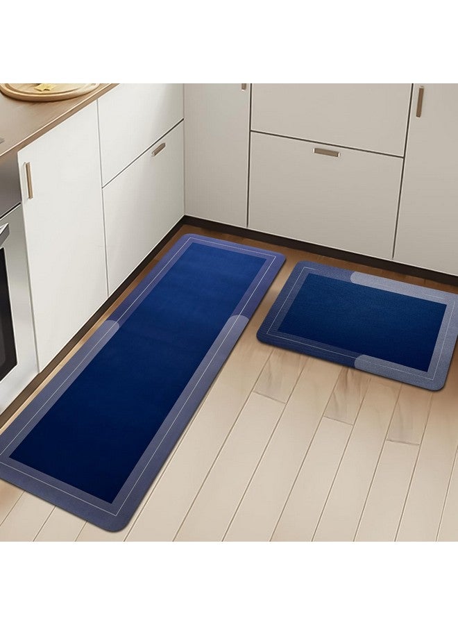 SITTELLA Rubber 2 Kitchen Mats Set, Anti-Skid Kitchen Mats 3.5mm, Water Absorbent Rug, Carpets, Floor Mat for Home and Kitchen (120x40cm & 40x60cm) Blue, Rectangular - Image 1