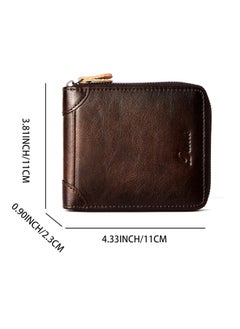 Men's Wallet Genuine Leather Short Zipper Top Layer Cowhide Anti-theft Card Swiping Wallet Brown - pzsku/ZB001071F5F69040BB6DAZ/45/_/1722398913/319cdb11-442f-49fa-92d8-edacabe0c9aa