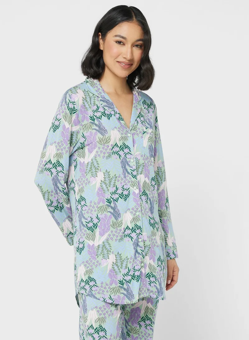 hunkemoller Pocket Detail Button Down Sleep Shirt