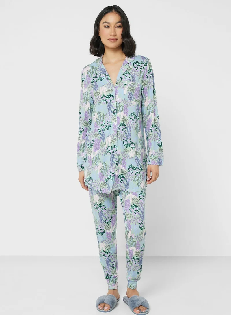 hunkemoller Pocket Detail Button Down Sleep Shirt