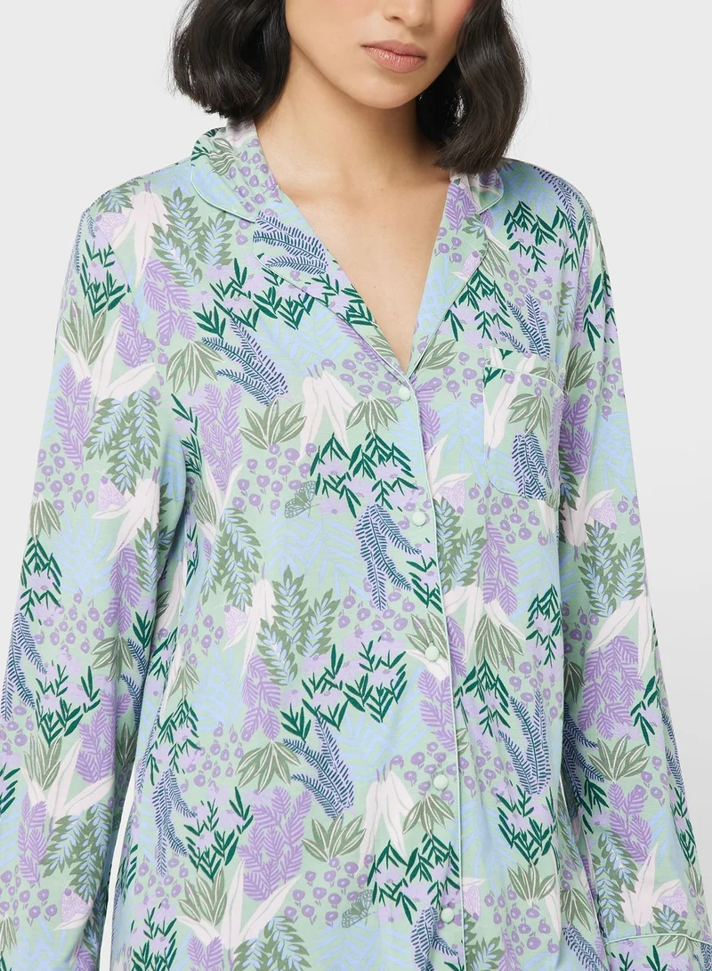 hunkemoller Pocket Detail Button Down Sleep Shirt
