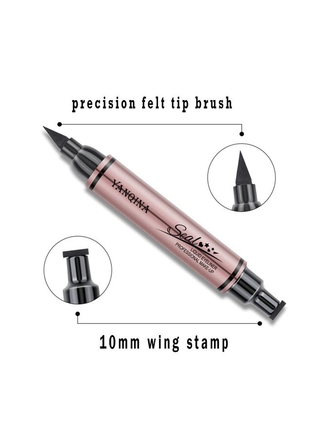Linble Jumbo Volume Liquid Eyeliner Stamp and Liquid Liner - 2 in 1 Black Waterproof Winged Cat Eye Makeup Tool for Women - Image 1
