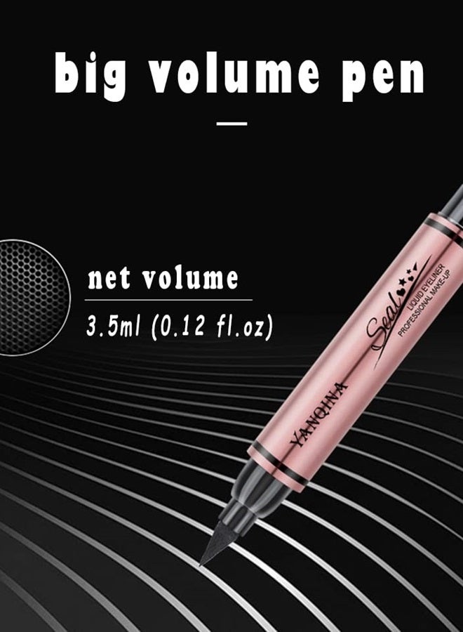 Linble Jumbo Volume Liquid Eyeliner Stamp and Liquid Liner - 2 in 1 Black Waterproof Winged Cat Eye Makeup Tool for Women - Image 2
