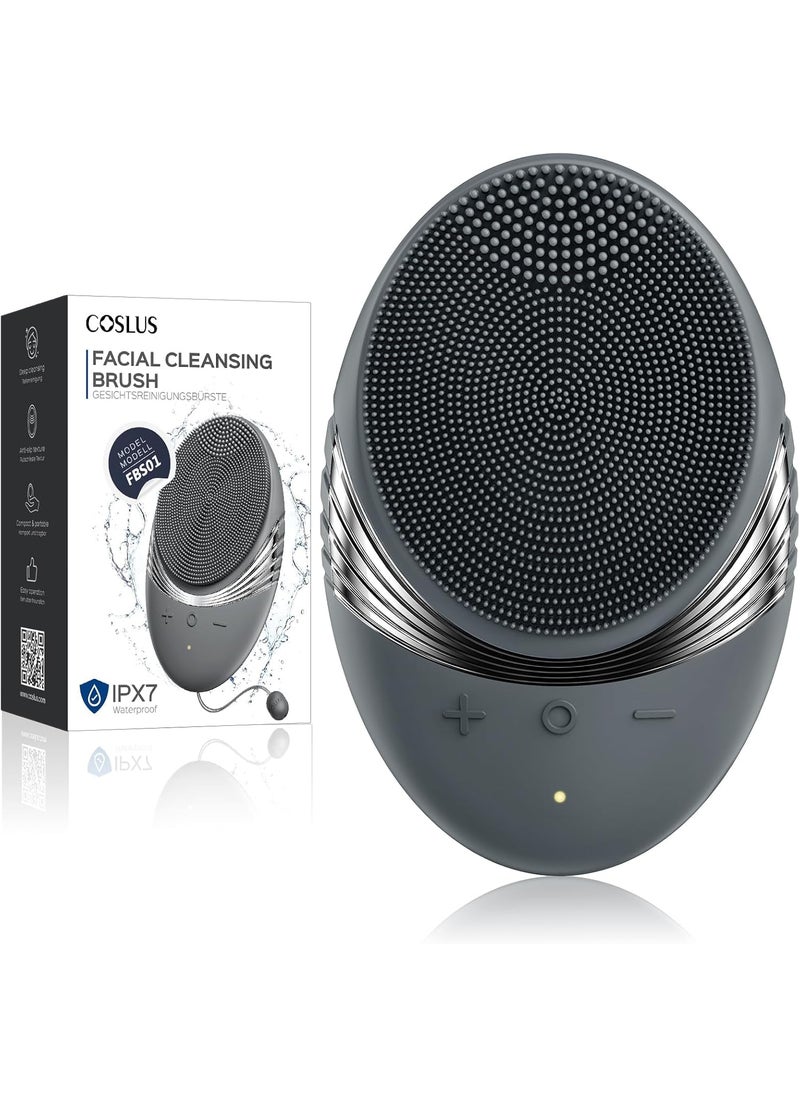 COSLUS COSLUS Facial Cleansing Brush Face Scrubber : Portable Silicone Waterproof Rechargeable Face Wash Brush, 5 Cleansing Modes, Electric Deep Cleaning for Men & Women, Removing Blackhead, Exfoliating 