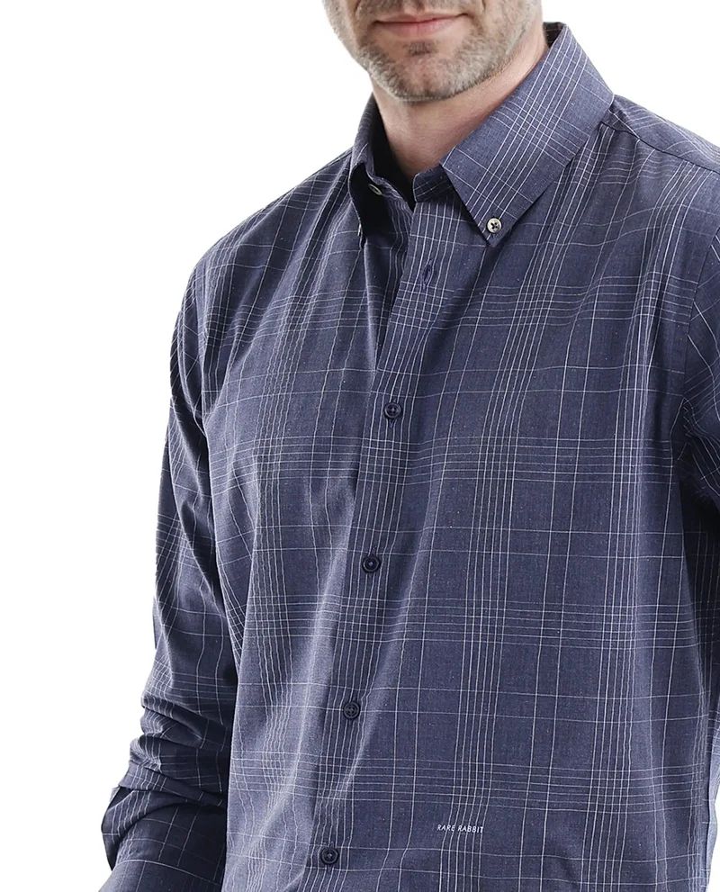 Rare Rabbit Men's Regular Fit Checkered Shirt