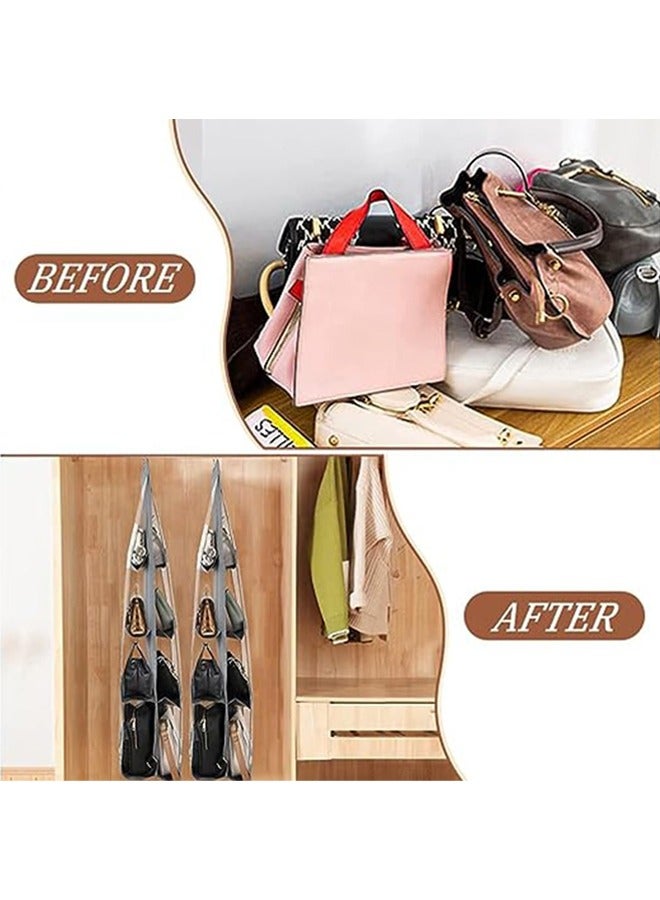 Hihonor Handbag Storage Hanger Closet Organizer ,Handbag Hanging Organizer with 8 Pockets, Foldable Oxford Cloth Hanging Purse Organizer for Family Closet Bedroom (Black)  - Image 5