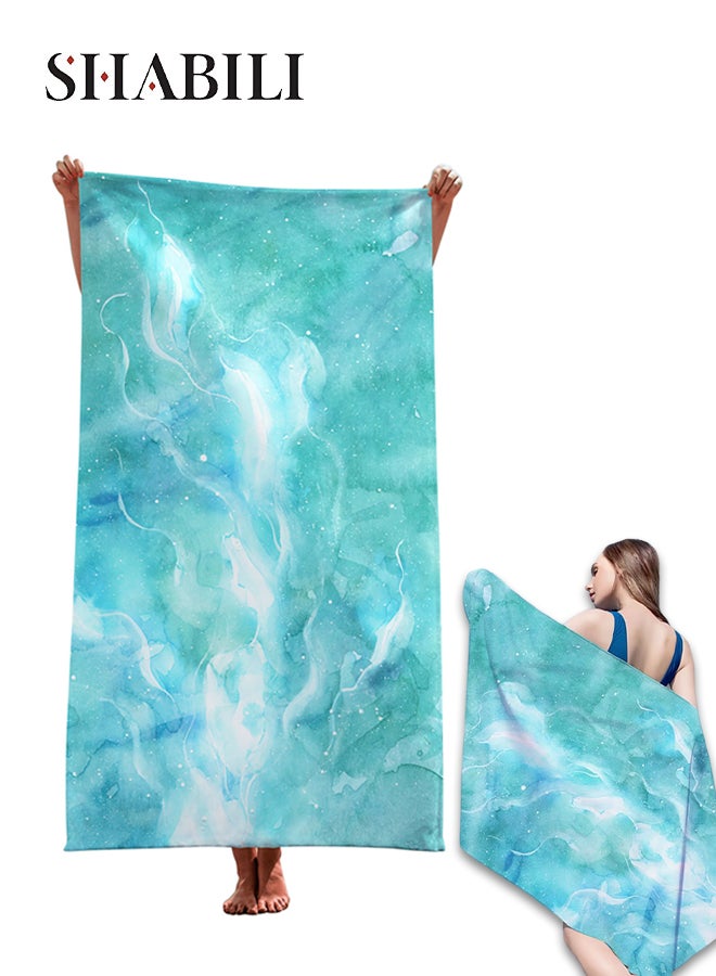 شبيلي منشفة شاطئ كبيرة الحجم من الألياف الدقيقة مقاومة للرمل وتجف بسرعة، منشفة سفر رائعة للمسبح، خفيفة الوزن قابلة للغسل في الغسالة، ماصة بقياس ‎140×70‏ سم، ناعمة للكبار والأطفال للسباحة واليوغا والتخييم - Image 1