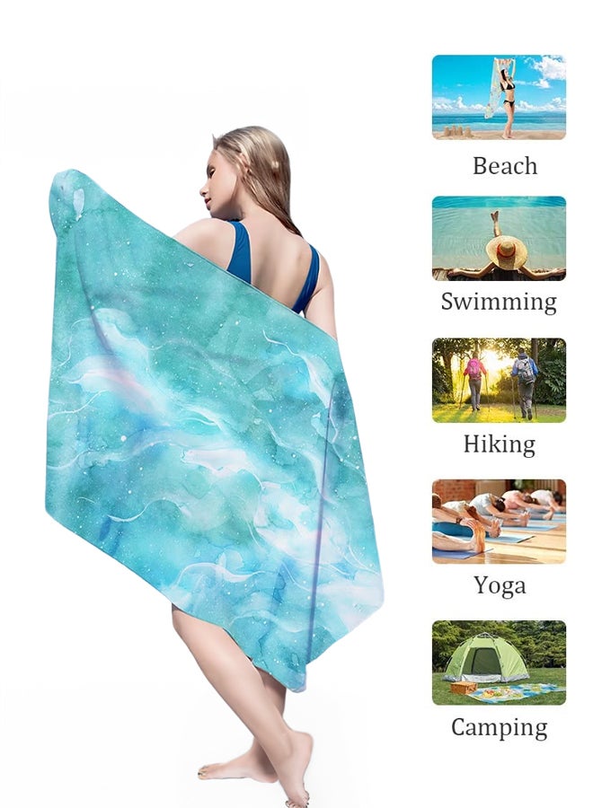 شبيلي منشفة شاطئ كبيرة الحجم من الألياف الدقيقة مقاومة للرمل وتجف بسرعة، منشفة سفر رائعة للمسبح، خفيفة الوزن قابلة للغسل في الغسالة، ماصة بقياس ‎140×70‏ سم، ناعمة للكبار والأطفال للسباحة واليوغا والتخييم - Image 2