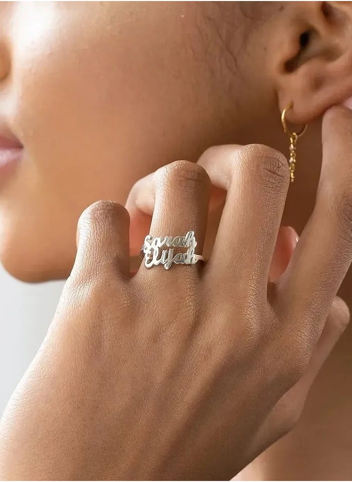 FK Jewellers - Silver 925 Personalized Two Names Ring - Image 1