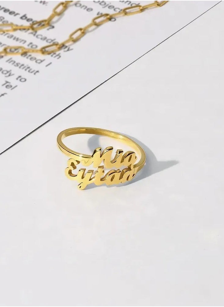 FK Jewellers - Silver 925 Personalized Two Names Ring - Image 1