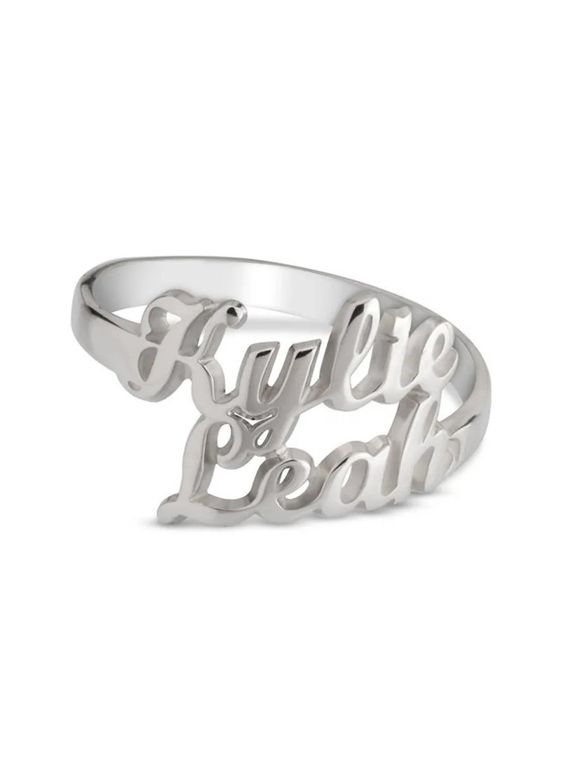 FK Jewellers - Silver 925 Personalized Two Names Ring - Image 1