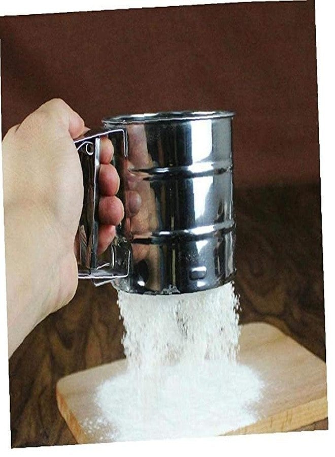 VIDORA Baking Stainless Steel Shaker Sieve Cup Manual Flour Sifter with Measuring Scale Mark for Flour Icing Sugar - Image 3