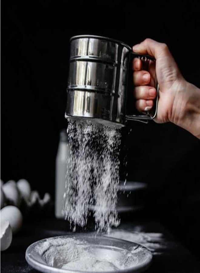 VIDORA Baking Stainless Steel Shaker Sieve Cup Manual Flour Sifter with Measuring Scale Mark for Flour Icing Sugar - Image 1