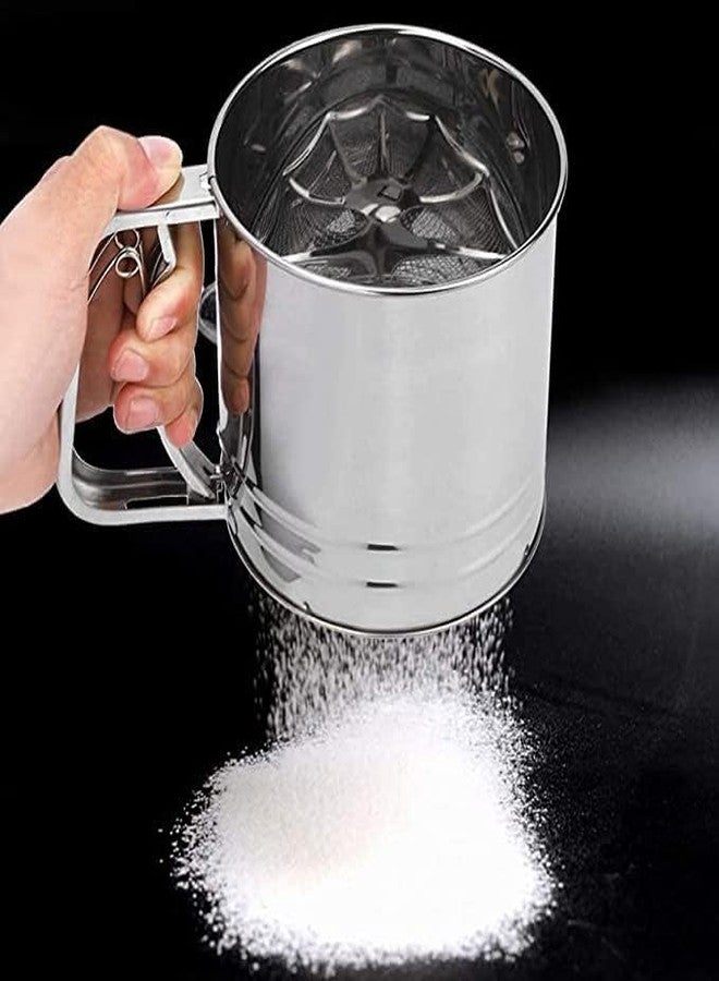 VIDORA Baking Stainless Steel Shaker Sieve Cup Manual Flour Sifter with Measuring Scale Mark for Flour Icing Sugar - Image 4