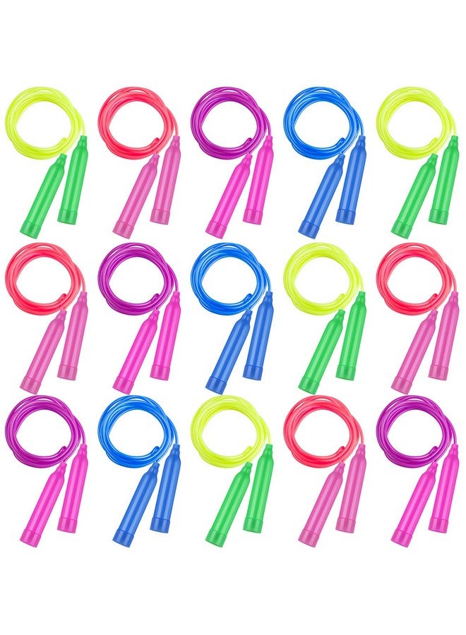 Elcoho 15 Pack Colorful Kids Jump Rope Set Adjustable Plastic Kids Jump Rope Skipping Rope Outdoor Jump Ropes Great Party Favor - Image 1